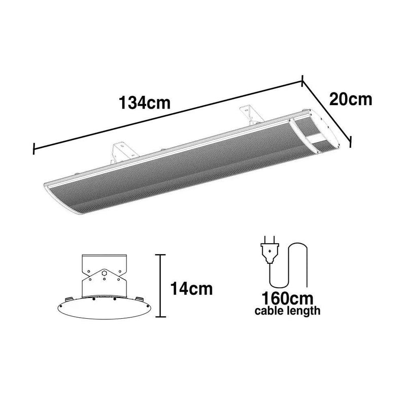2 x BIO 2400W Outdoor Strip Heater, Radiant Electric Slimline Heat Bar Panel, 15A Plug - Decor Delight Aus