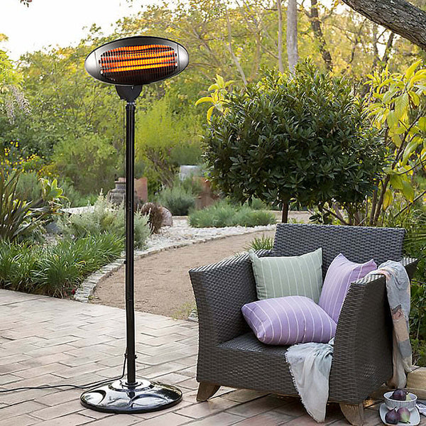 2000W 2.1m Free Standing Adjustable Portable Outdoor Electric Patio Heater Black - Decor Delight Aus