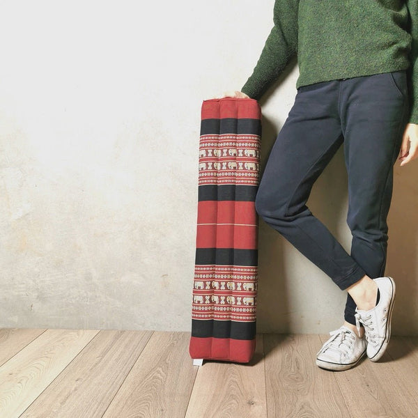80cm Long Bolster Yoga Block/Prop Natural Kapok FilledRedEle - Decor Delight Aus
