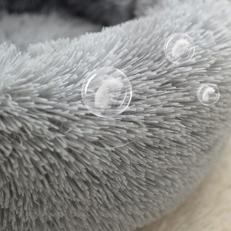 Grey Faux Fur Pet Bed