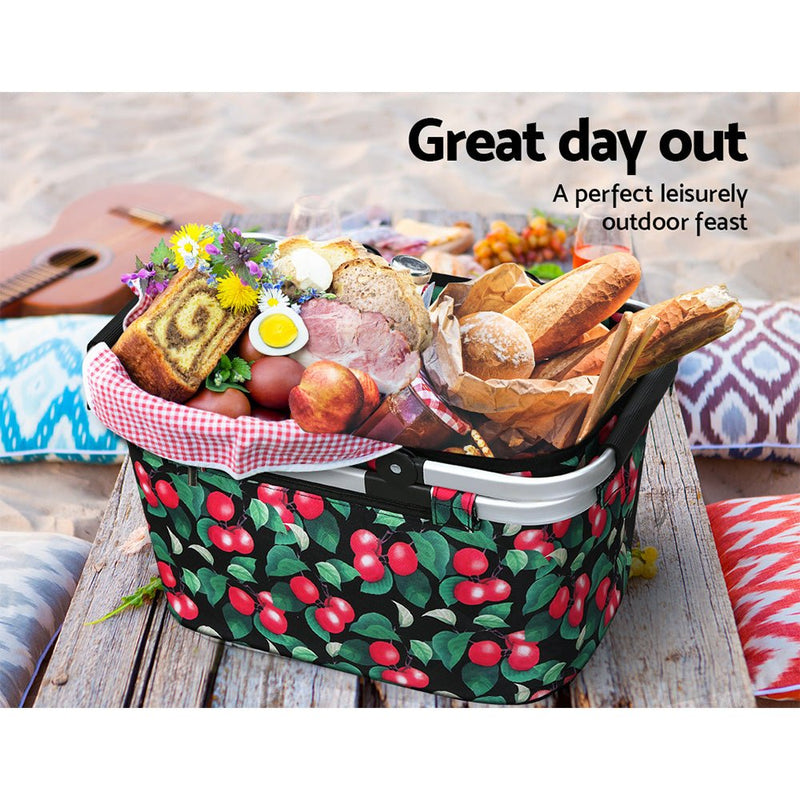 Alfresco Picnic Basket Folding Bag Hamper Food Storage Insulated - Decor Delight Aus