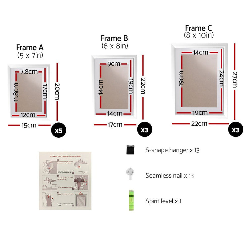 Artiss Photo Frames Art Holder 11PCS 5x7" 6x8" 8x10" White - Decor Delight Aus