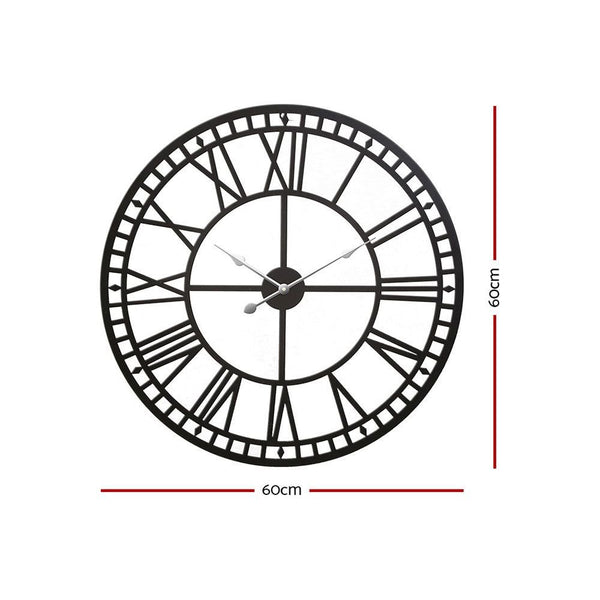 Artiss The Northern Clock - Metal Black - 60cm - Decor Delight Aus