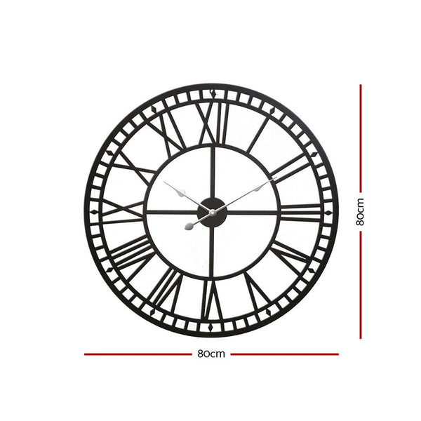 Artiss Vintage XL Clock - Metal Black - 80cm - Decor Delight Aus