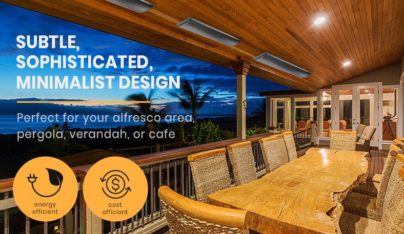 BIO 2400W Outdoor Strip Heater Electric Radiant Panel Bar Mounted Wall Ceiling - Decor Delight Aus