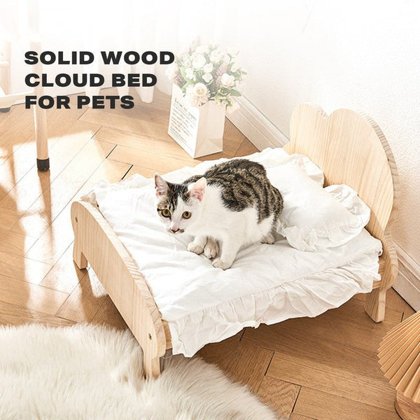 Cat Dog Wooden Bed Pet Sofa for Small Pet Wood Frame Beds With Bedding - Decor Delight Aus