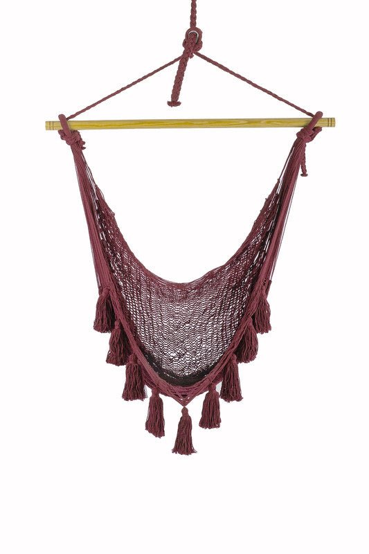 Deluxe Extra Large Mexican Hammock Chair in Outdoor Cotton Colour Maroon - Decor Delight Aus