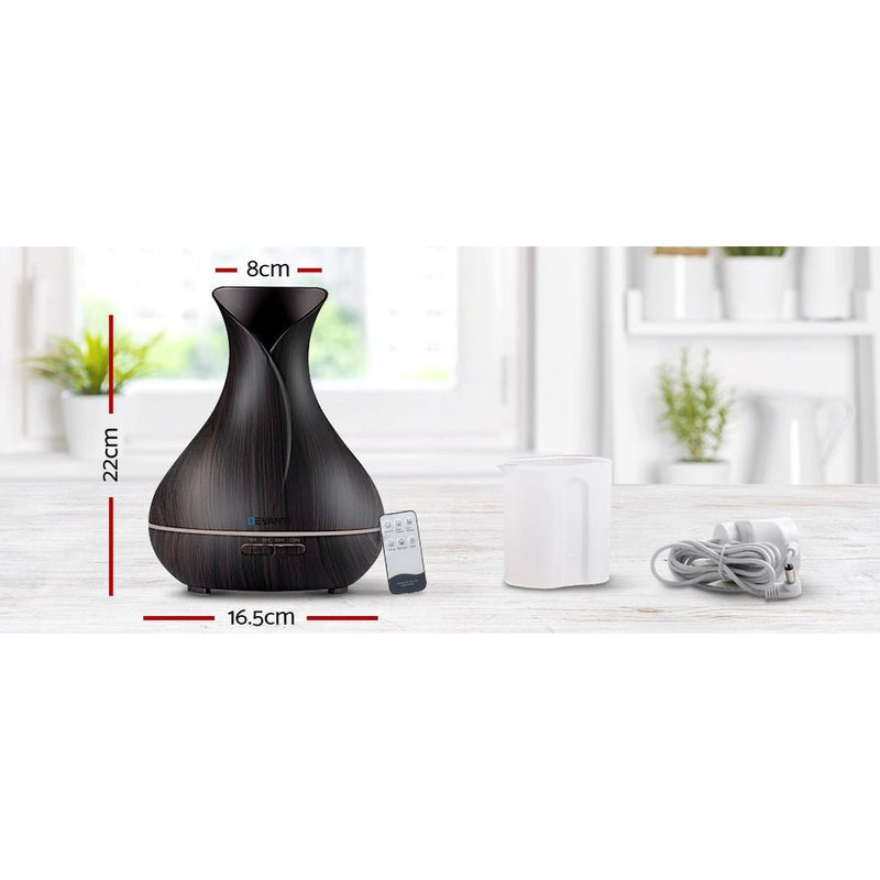 Devanti Aroma Diffuser Aromatherapy Dark Wood 400ml - Decor Delight Aus