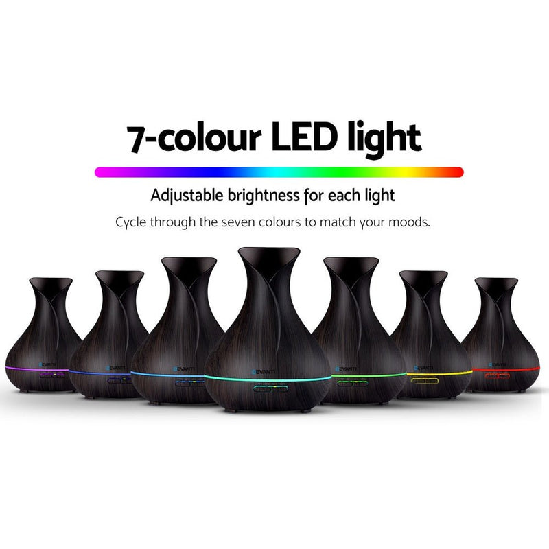 Devanti Aroma Diffuser Aromatherapy Dark Wood 400ml - Decor Delight Aus