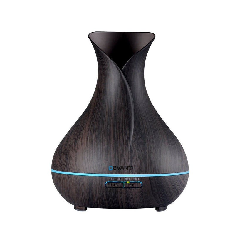 Devanti Aroma Diffuser Aromatherapy Dark Wood 400ml - Decor Delight Aus