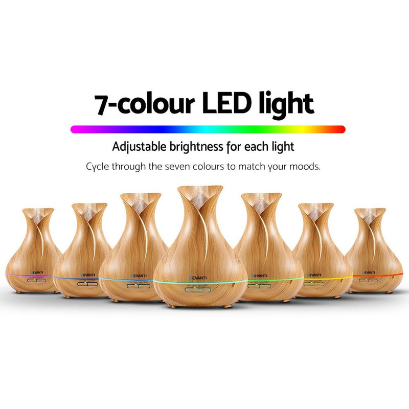 Devanti Aroma Diffuser Aromatherapy Light Wood 400ml - Decor Delight Aus