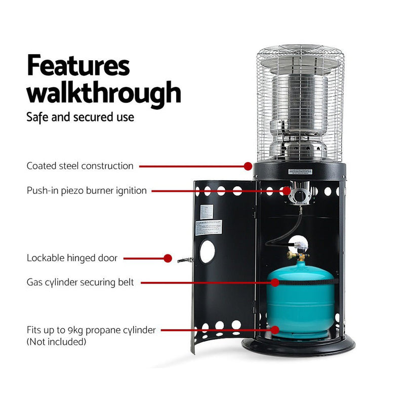 Devanti Outdoor Gas Patio Heater Black - Decor Delight Aus