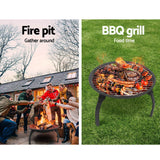 Fire Pit BBQ Charcoal Smoker Portable Outdoor Camping Pits Patio Fireplace 22" - Decor Delight Aus