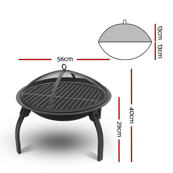 Fire Pit BBQ Charcoal Smoker Portable Outdoor Camping Pits Patio Fireplace 22" - Decor Delight Aus
