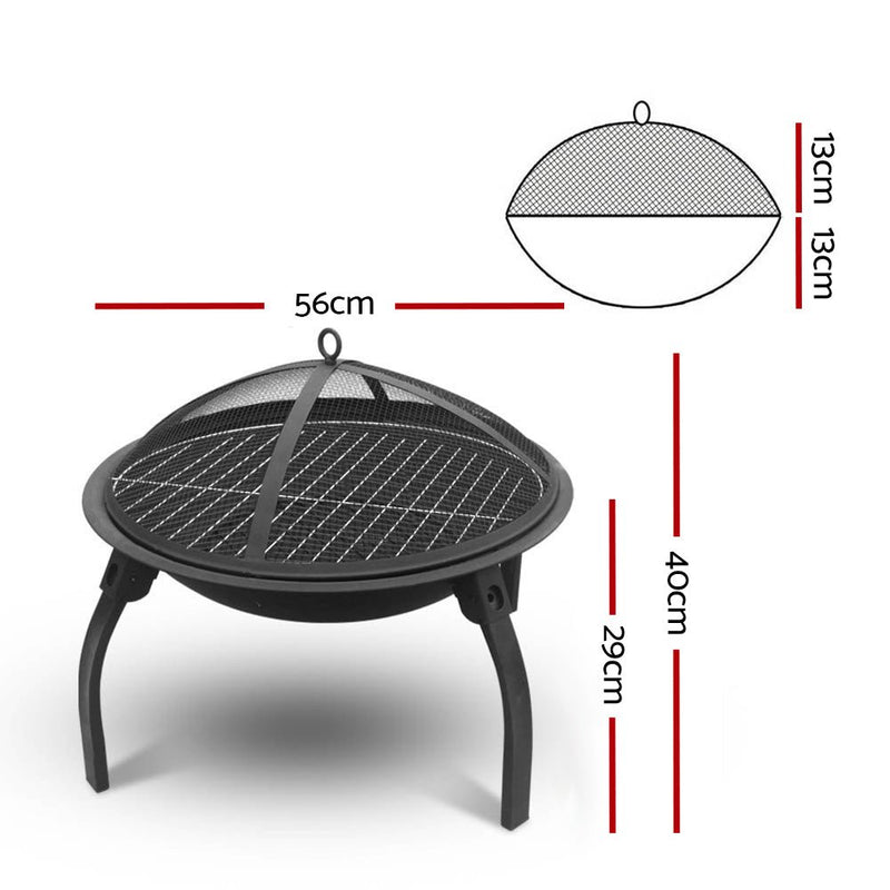 Fire Pit BBQ Charcoal Smoker Portable Outdoor Camping Pits Patio Fireplace 22" - Decor Delight Aus