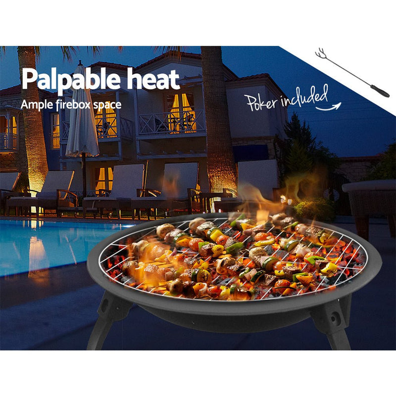 Fire Pit BBQ Charcoal Smoker Portable Outdoor Camping Pits Patio Fireplace 22" - Decor Delight Aus