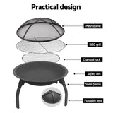 Fire Pit BBQ Charcoal Smoker Portable Outdoor Camping Pits Patio Fireplace 22" - Decor Delight Aus