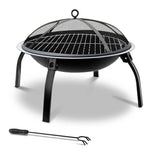 Fire Pit BBQ Charcoal Smoker Portable Outdoor Camping Pits Patio Fireplace 22" - Decor Delight Aus