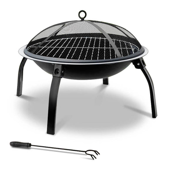 Fire Pit BBQ Charcoal Smoker Portable Outdoor Camping Pits Patio Fireplace 22" - Decor Delight Aus