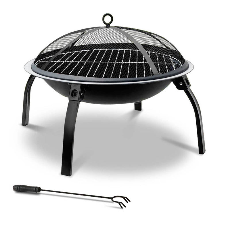 Fire Pit BBQ Charcoal Smoker Portable Outdoor Camping Pits Patio Fireplace 22" - Decor Delight Aus