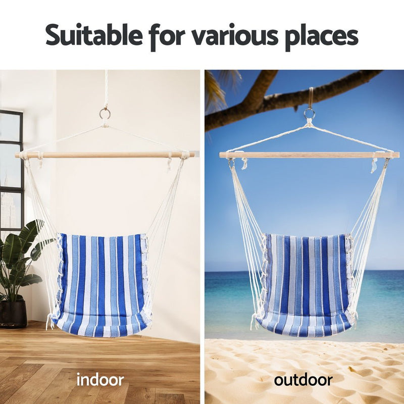 Gardeon Hammock Chair Swing Camping Blue - Decor Delight Aus