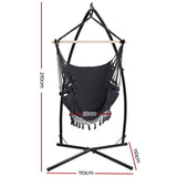 Gardeon Hammock Chair with Steel Stand Hanging Outdoor Tassel Grey - Decor Delight Aus