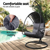 Gardeon Outdoor Egg Swing Chair Wicker Furniture Pod Stand Armrest Black - Decor Delight Aus