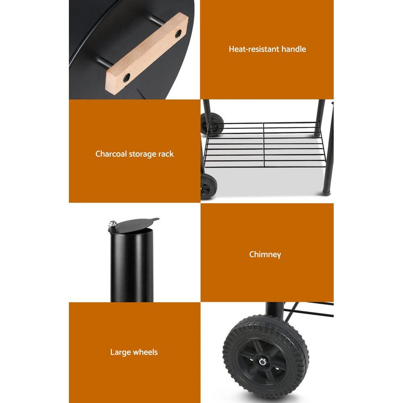 Grillz BBQ Grill 2 - In - 1 Offset Charcoal Smoker - Decor Delight Aus