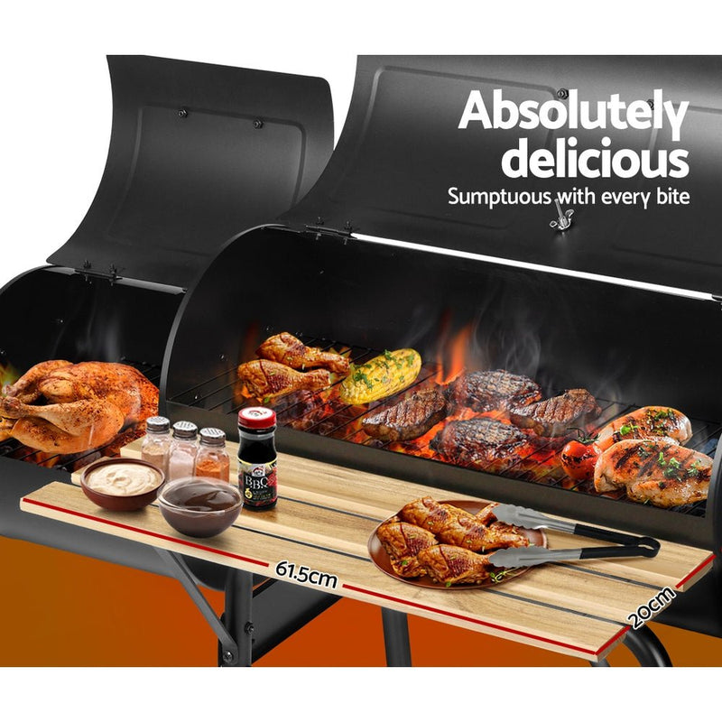 Grillz BBQ Grill 2 - In - 1 Offset Charcoal Smoker - Decor Delight Aus