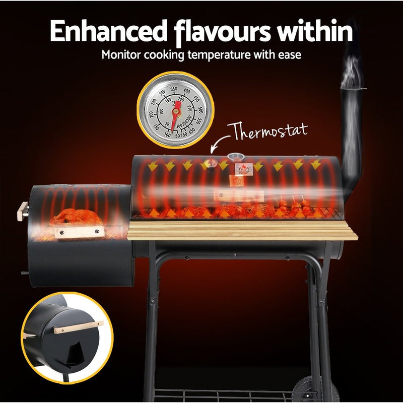 Grillz BBQ Grill 2 - In - 1 Offset Charcoal Smoker - Decor Delight Aus