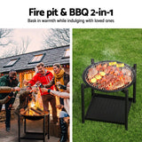 Grillz Fire Pit BBQ Grill 2 - in - 1 Outdoor - Decor Delight Aus