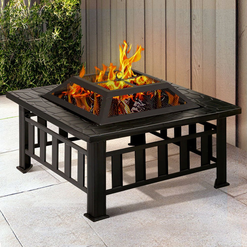Grillz Fire Pit BBQ Grill 2 - In - 1 Table - Decor Delight Aus