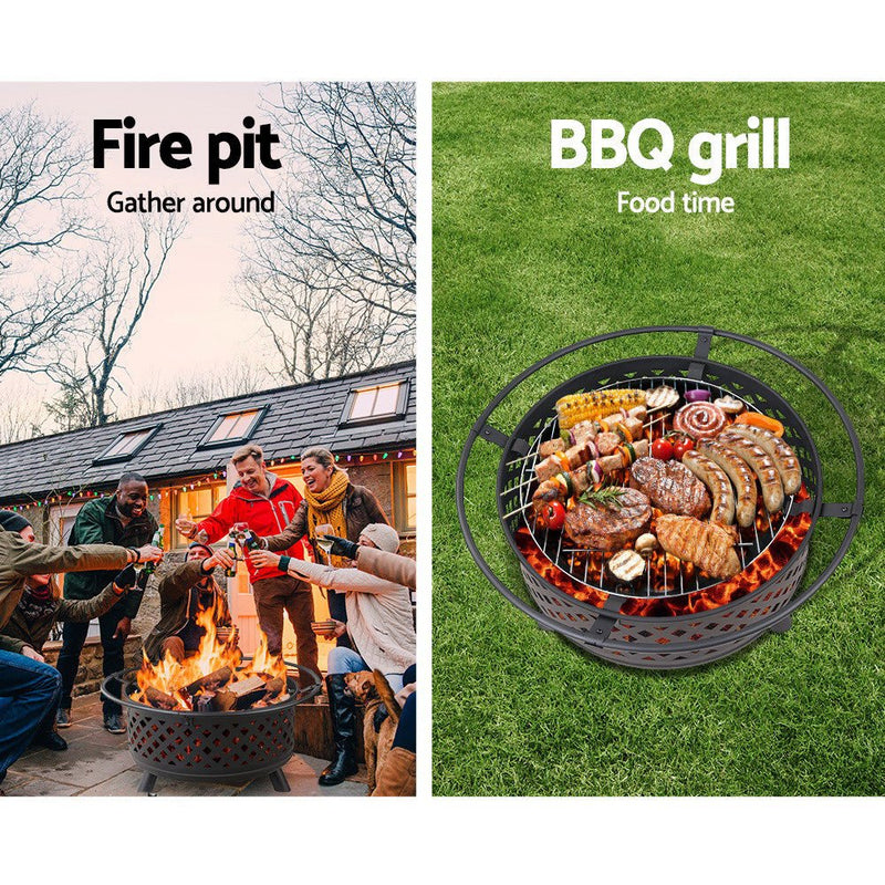 Grillz Fire Pit BBQ Grill 76cm - Decor Delight Aus
