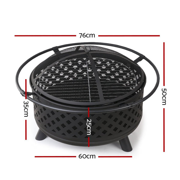 Grillz Fire Pit BBQ Grill 76cm - Decor Delight Aus