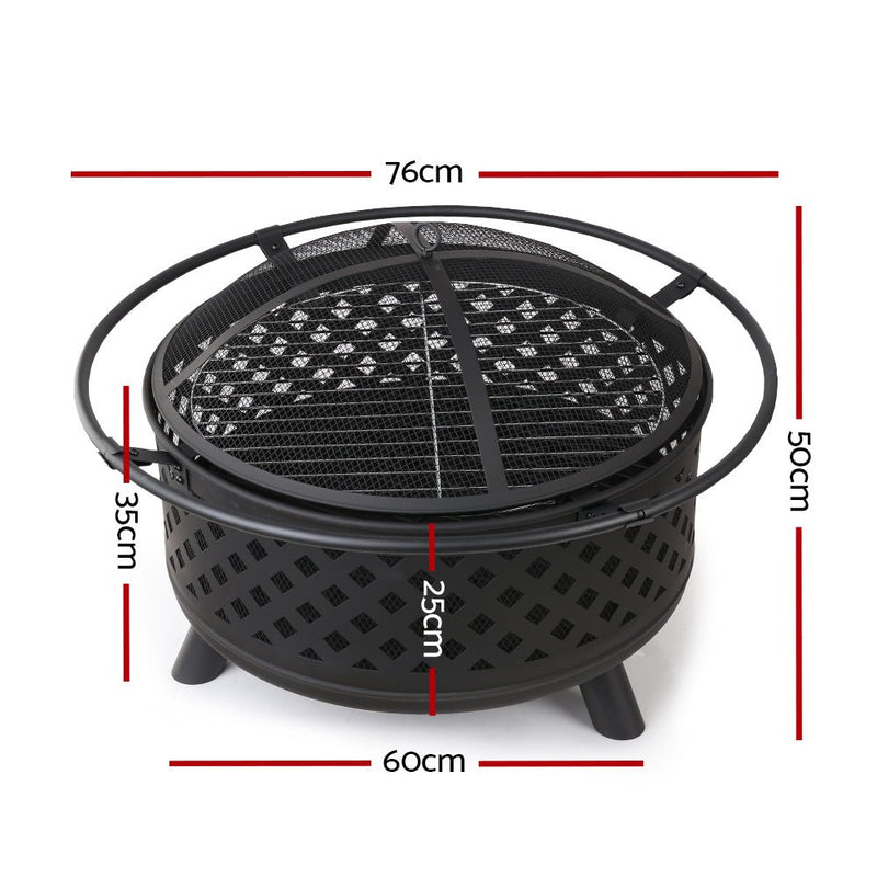 Grillz Fire Pit BBQ Grill 76cm - Decor Delight Aus