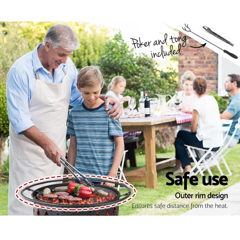 Grillz Fire Pit BBQ Grill 82cm - Decor Delight Aus