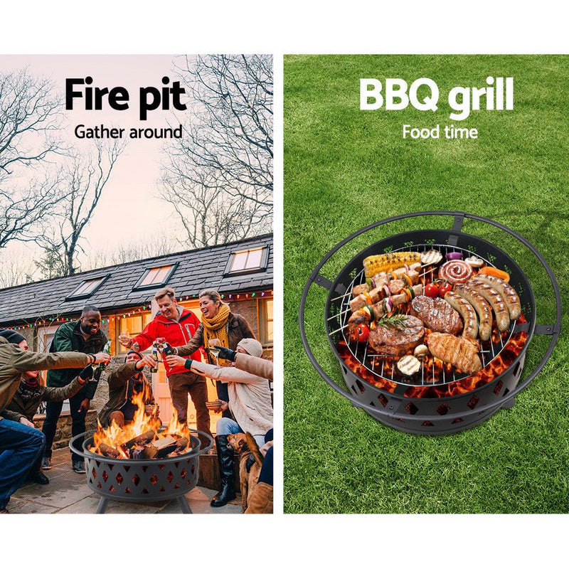 Grillz Fire Pit BBQ Grill 82cm - Decor Delight Aus