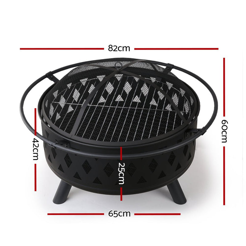 Grillz Fire Pit BBQ Grill 82cm - Decor Delight Aus