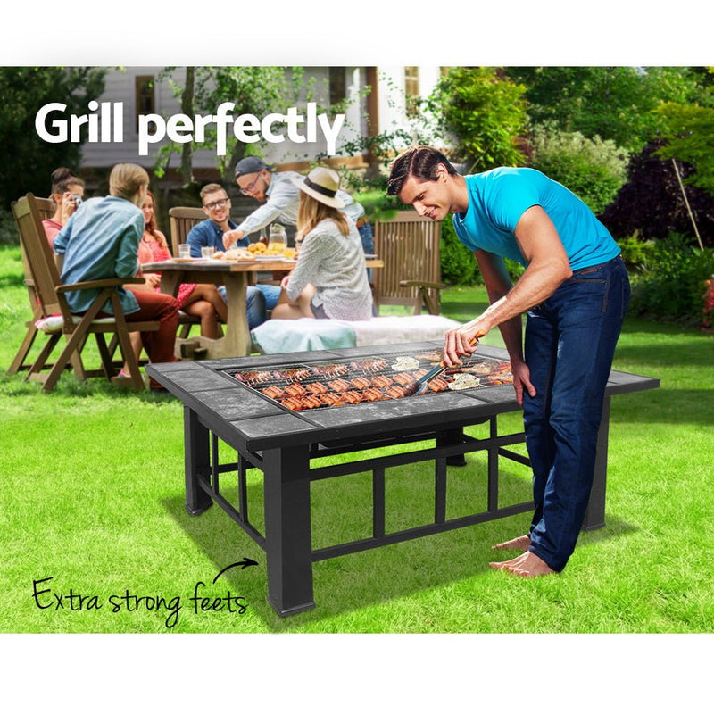 Grillz Fire Pit BBQ Grill Ice Bucket 3 - In - 1 Table - Decor Delight Aus