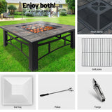Grillz Fire Pit BBQ Grill Ice Bucket 4 - In - 1 Table - Decor Delight Aus
