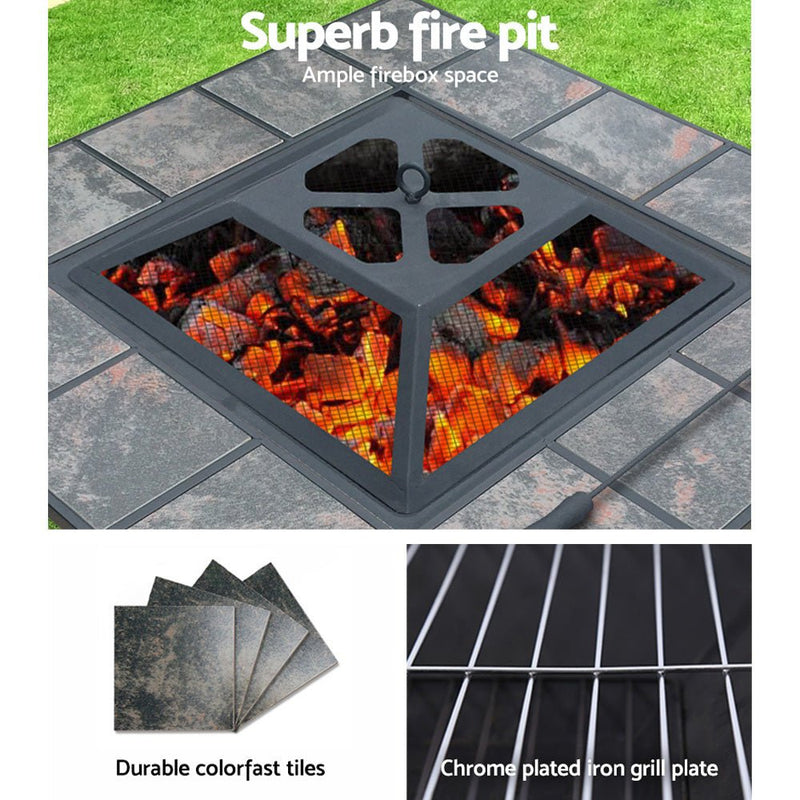 Grillz Fire Pit BBQ Grill Ice Bucket 4 - In - 1 Table - Decor Delight Aus