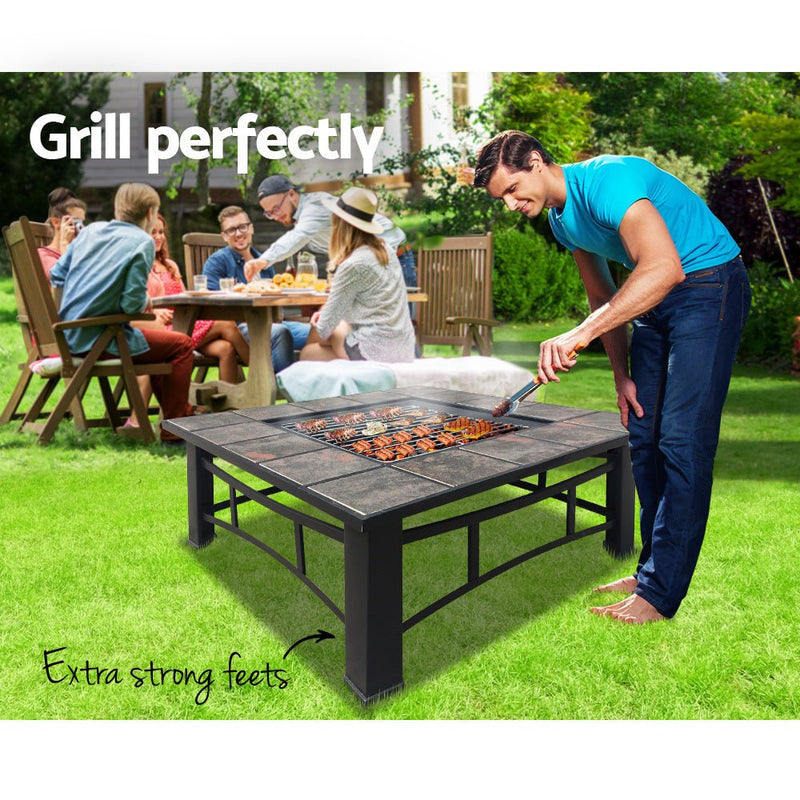 Grillz Fire Pit BBQ Grill Ice Bucket 4 - In - 1 Table - Decor Delight Aus