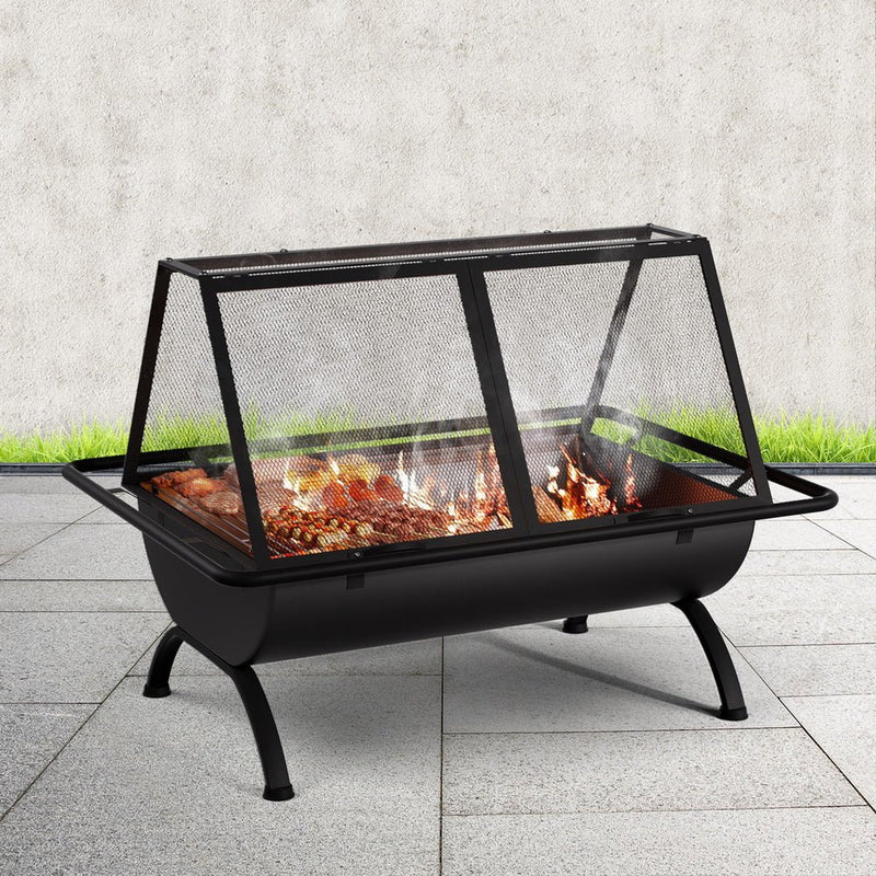 Grillz Fire Pit BBQ Grill Outdoor Fireplace Steel - Decor Delight Aus