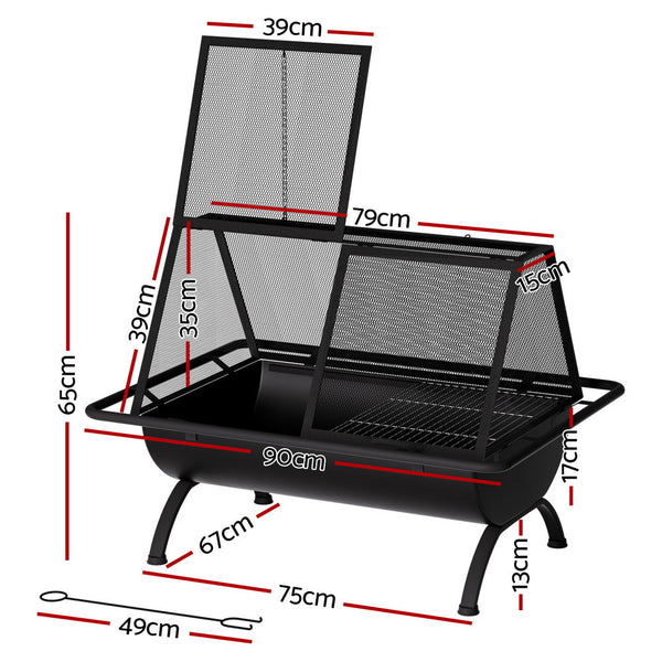 Grillz Fire Pit BBQ Grill Outdoor Fireplace Steel - Decor Delight Aus