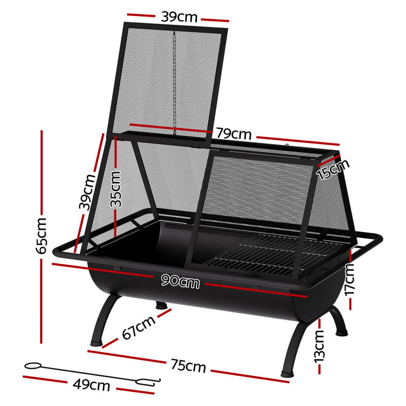 Grillz Fire Pit BBQ Grill Outdoor Fireplace Steel - Decor Delight Aus