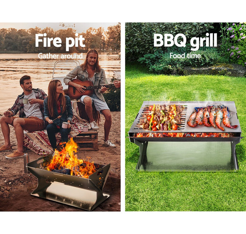 Grillz Fire Pit BBQ Grill Steel - Decor Delight Aus