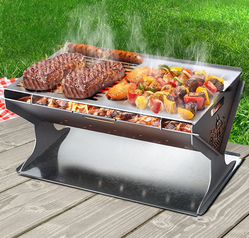 Grillz Fire Pit BBQ Grill Steel - Decor Delight Aus