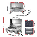 Grillz Portable Gas BBQ Grill 2 Burners with Double Sided Plate - Decor Delight Aus