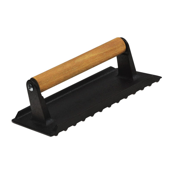 Heavy Duty Rectangular Cast Iron Grill Burger Press Pre - Seasoned Steak Griddle BBQ Grilling - Decor Delight Aus