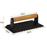 Heavy Duty Round / Rectangle Cast Iron Grill Burger Press Pre - Seasoned Steak Griddle BBQ Grilling - Decor Delight Aus
